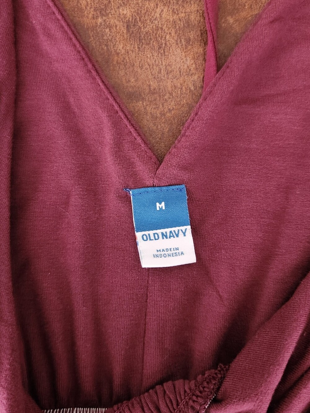 Old Navy Maroon V-Neck Smocked Waist Jumpsuit - Picture 8 of 8
